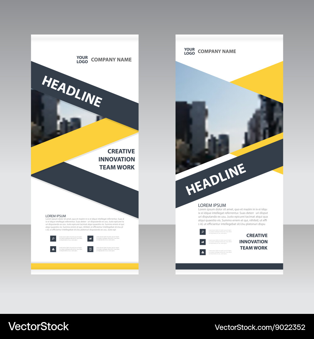 Yellow Roll Up Banner Set Vector Image