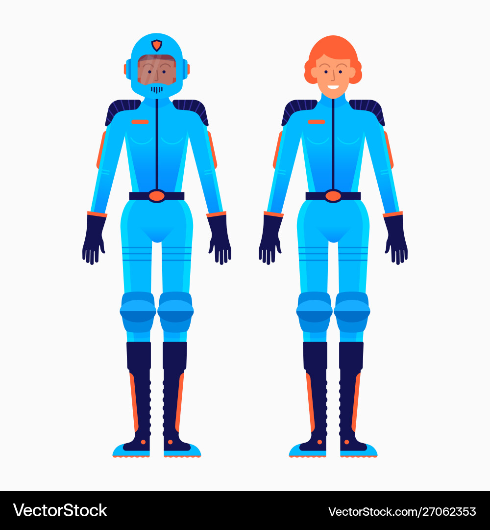 Astronaut with and without helmets Astronaut with and without helmets vector image