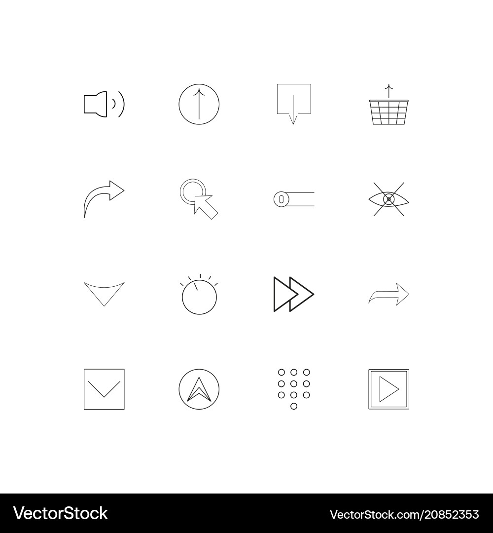 Buttons linear thin icons set outlined simple vector image