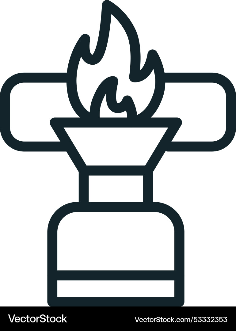 Camping stove burning with high flame for cooking Vector Image