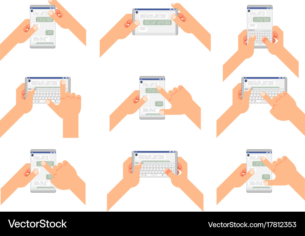 Chat accept reading type send gesture message vector image