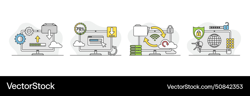 Computer as web network electronic device Computer as web network electronic device vector image