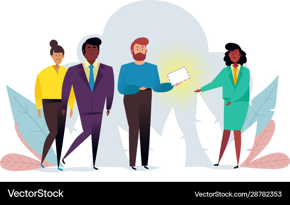 Concept an e-mail message with characters new Concept an e-mail message with characters new vector image