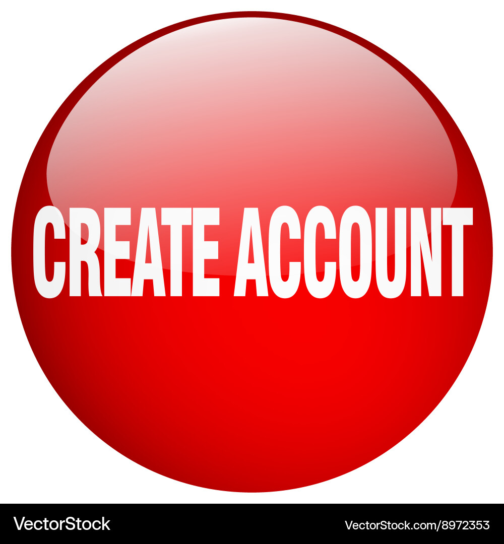 Create account red round gel isolated push button Vector Image