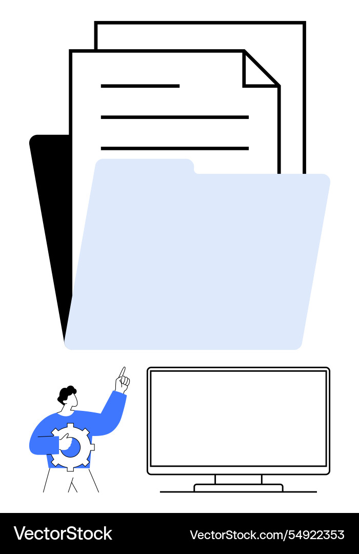 Digital document management with folder and file Digital document management with folder and file vector image