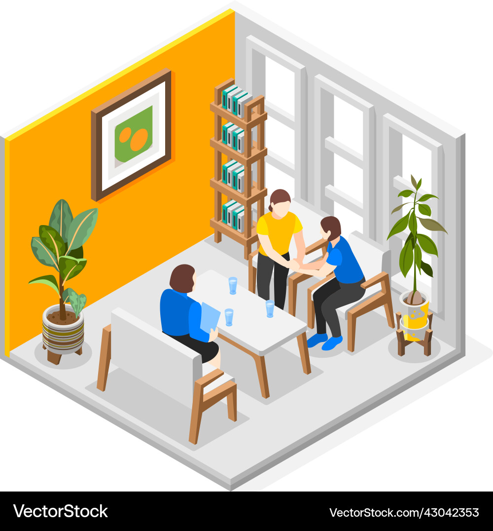 Empathy characters isometric composition Empathy characters isometric composition vector image