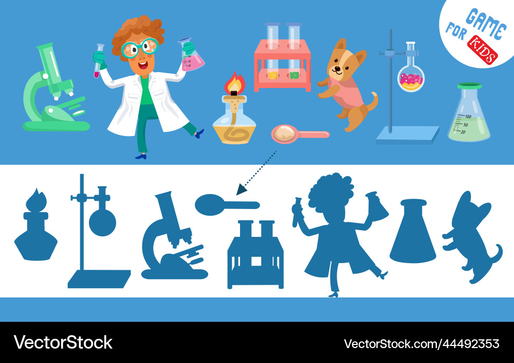 Find the correct shadow chemist scientist lab Find the correct shadow chemist scientist lab vector image