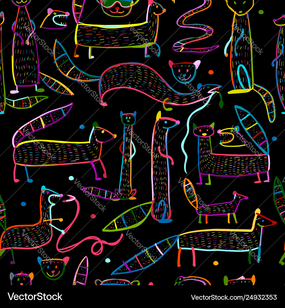 Funny mongooses seamless pattern for your design vector image
