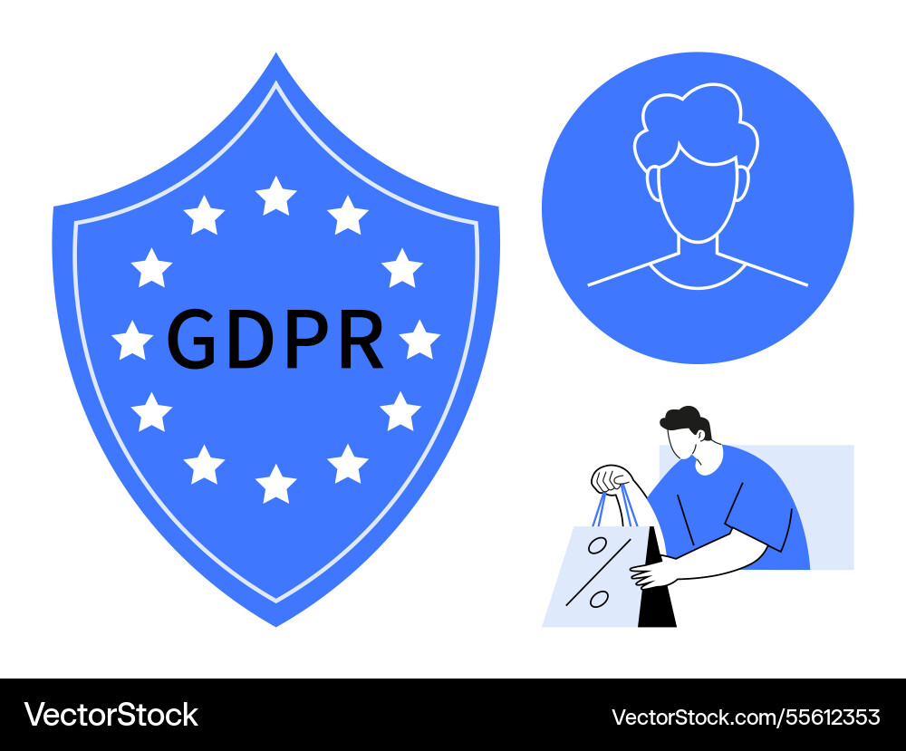 Gdpr compliance shield user privacy and secure Gdpr compliance shield user privacy and secure vector image