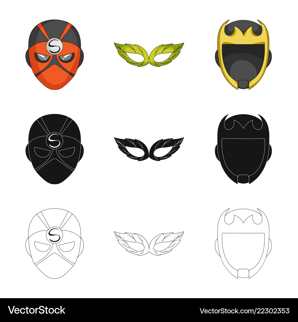 Isolated object of hero and mask sign set Isolated object of hero and mask sign set vector image