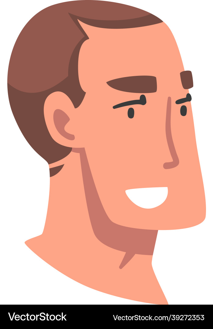 Man head with smiling facial expression side view Vector Image