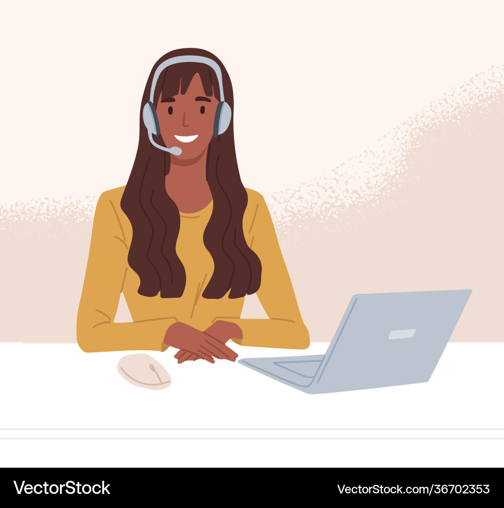 Operator call center in headset consulting Operator call center in headset consulting vector image