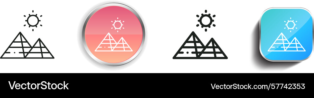 Pyramids icon thin linear regular and button Pyramids icon thin linear regular and button vector image
