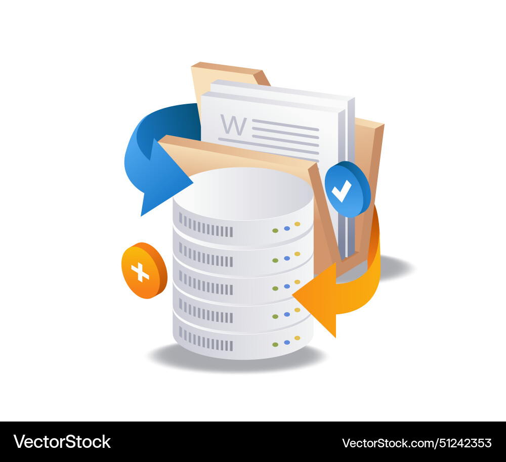 Server folder database infographic flat isometric Server folder database infographic flat isometric vector image