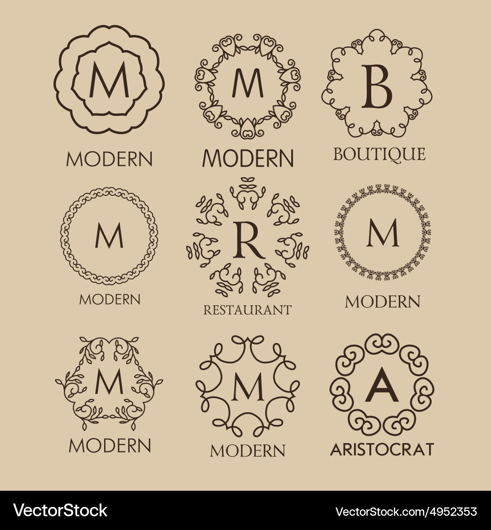 Set of simple and elegant monogram designs Vector Image