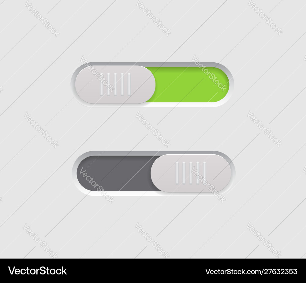 Set on and off toggle switch buttonsblack Set on and off toggle switch buttonsblack Vector Image