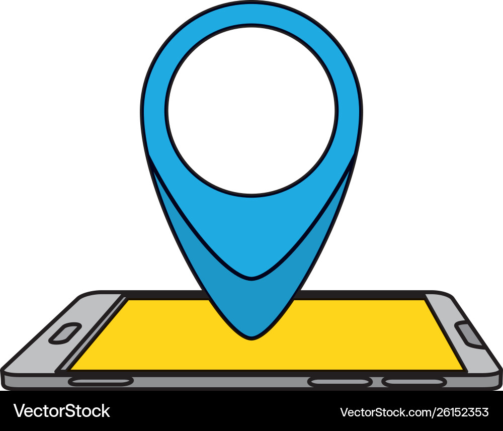 Smartphone with pin pointer location vector image