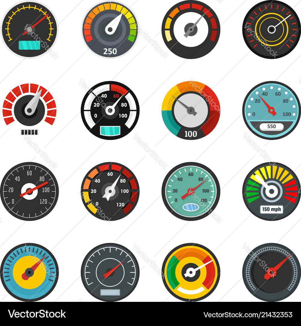 Speedometer Level Indicator Icons - Flat Style vector image