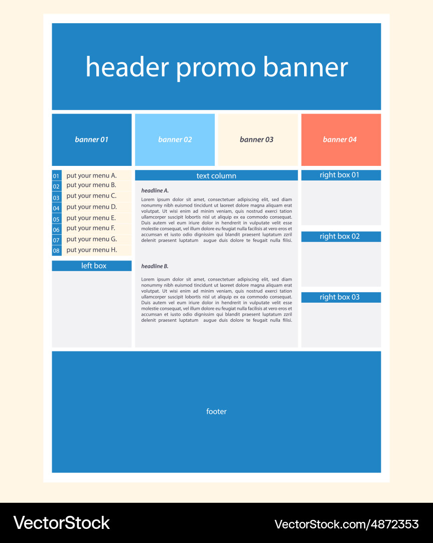 Website template layout with text Vector Image