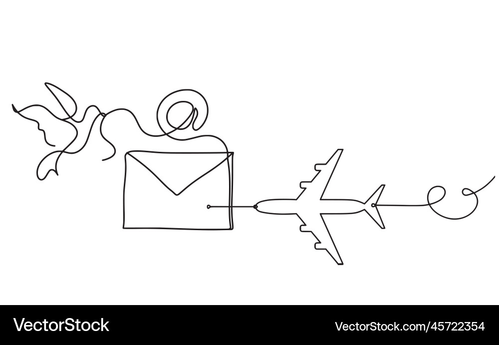 Abstract paper envelope with bird and plane vector image