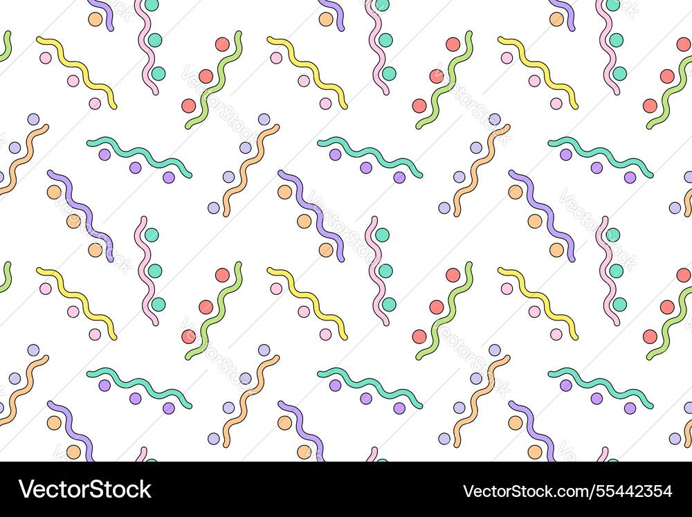 Abstract wavy lines and dots seamless pattern Vector Image