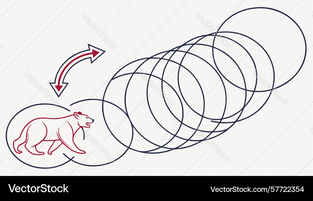 Bear with circular arrows representing vector image