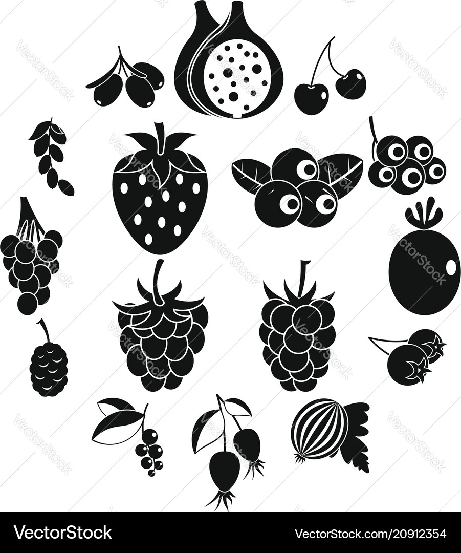 Berries icons set simple style Berries icons set simple style vector image