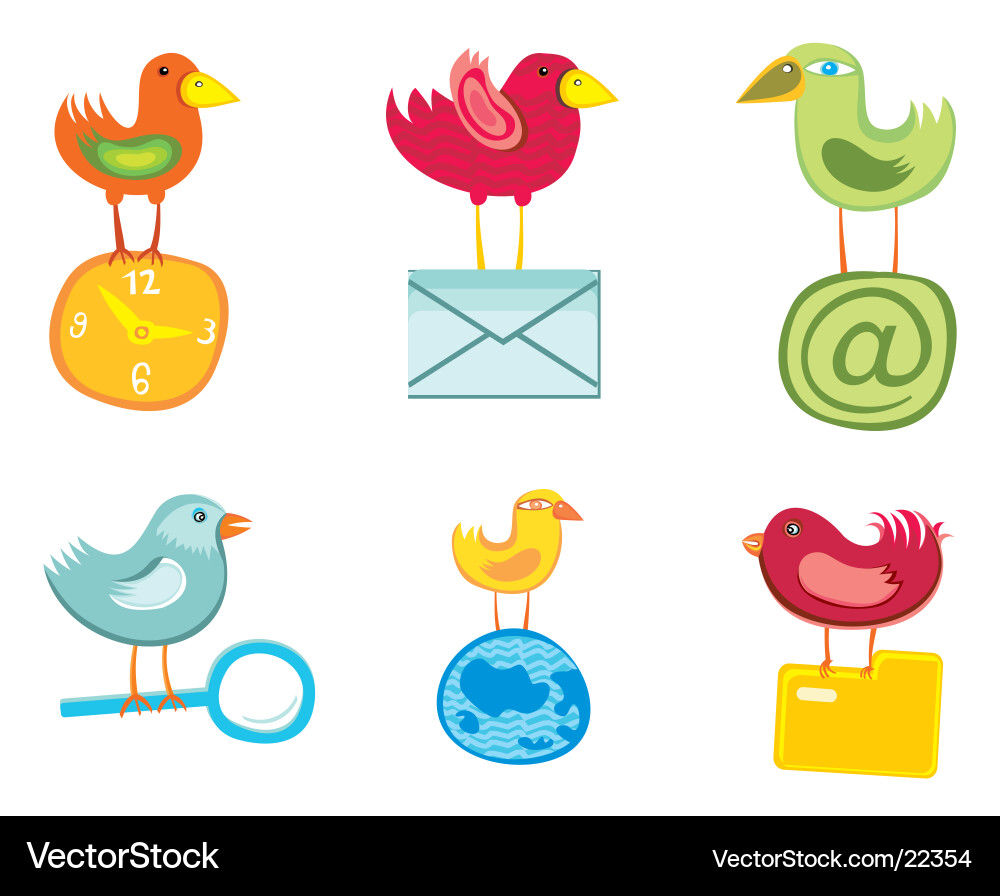 Bird Icon Set - Collection of Avian Graphics vector image