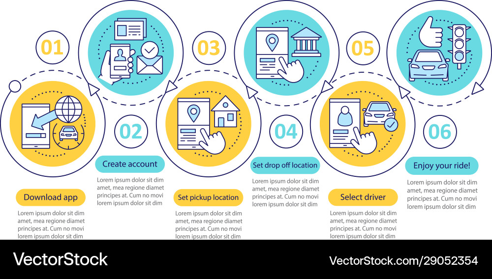 Carpooling mobile app infographic template Vector Image