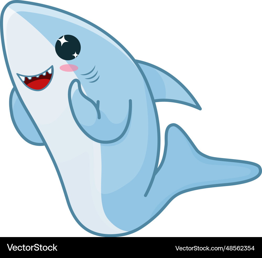 Cute cartoon shark isolated on white background Cute cartoon shark isolated on white background vector image