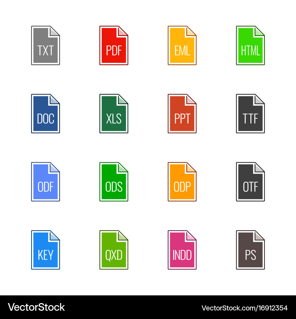 File type icons - texts fonts and page layout vector image