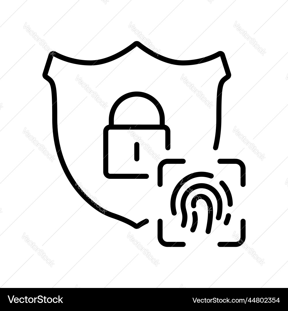 Fingerprint with shield and lock line icon Fingerprint with shield and lock line icon vector image
