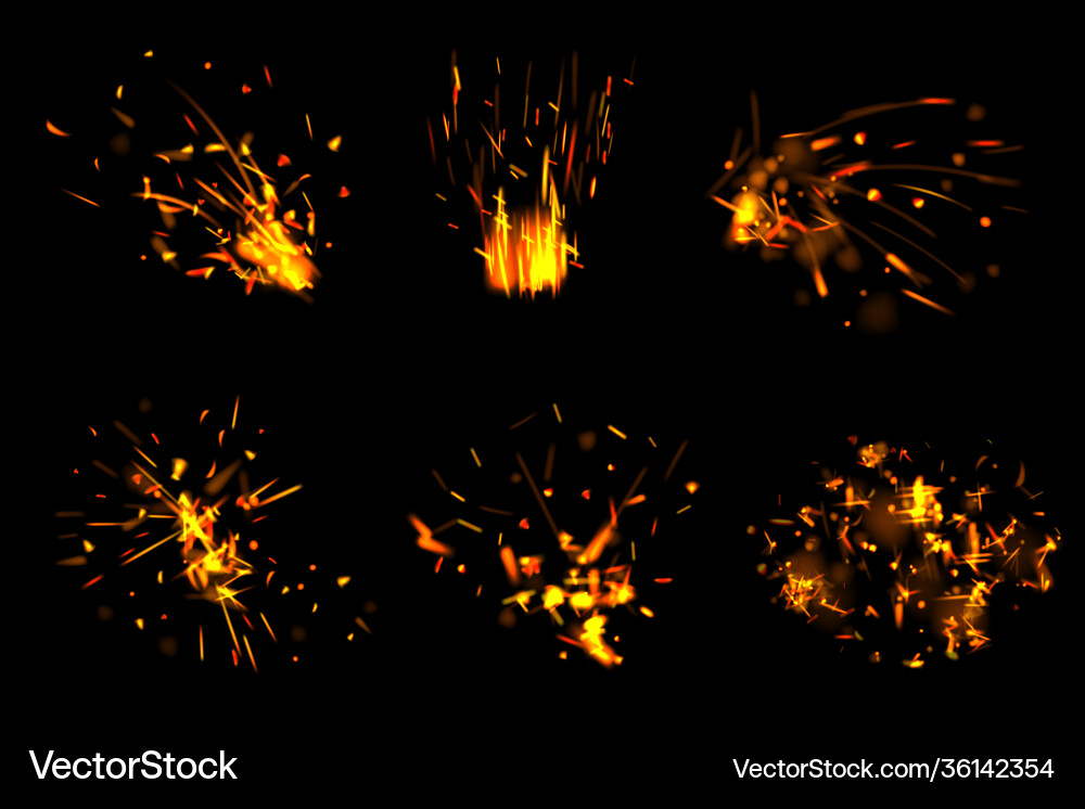 Fire particles glowing effects with little flame Fire particles glowing effects with little flame vector image