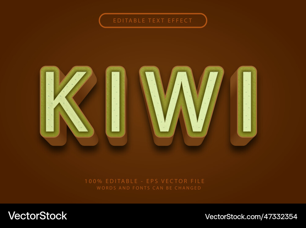 Kiwi 3d text effect and editable Kiwi 3d text effect and editable Vector Image
