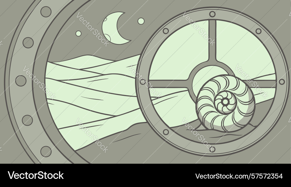 Nautical window with an abstract spiraling design vector image