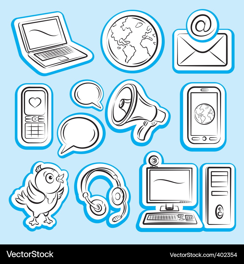 Network and Communication Icons Vector Image