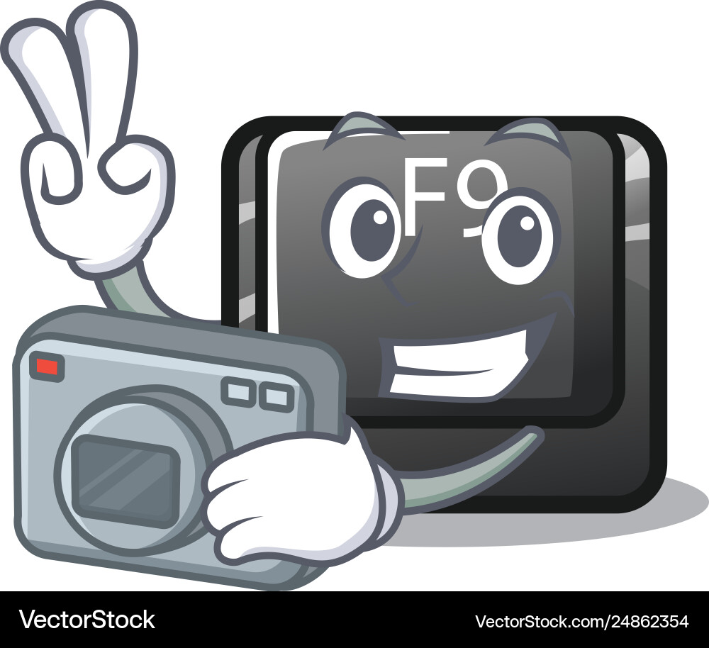 Photographer button f9 in character shape vector image
