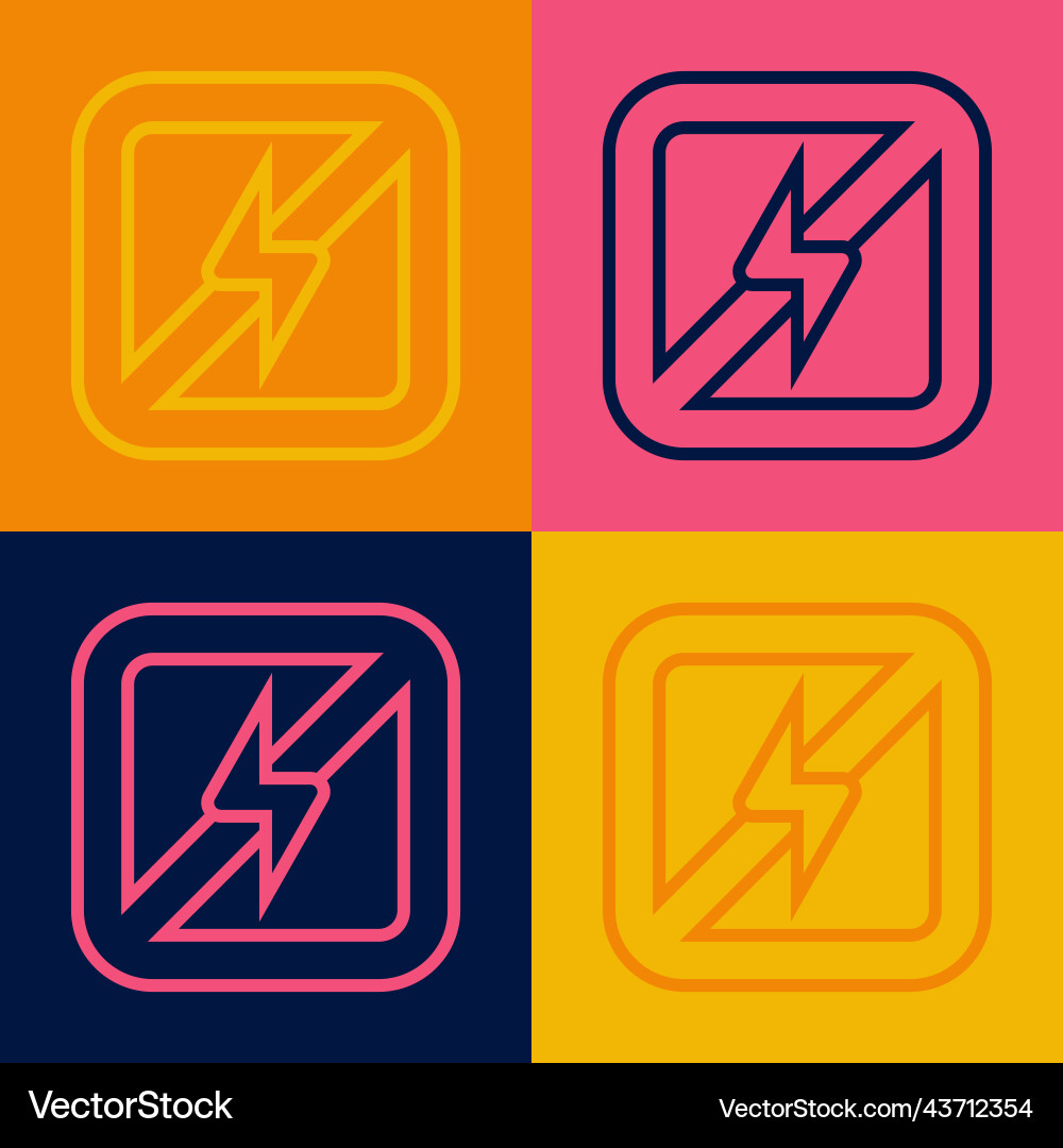 Pop art line no lightning icon isolated on color Pop art line no lightning icon isolated on color vector image