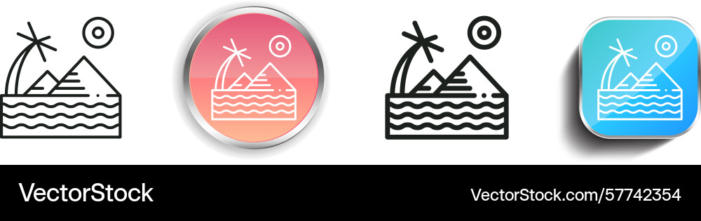 Pyramids icon thin linear regular and button Pyramids icon thin linear regular and button vector image