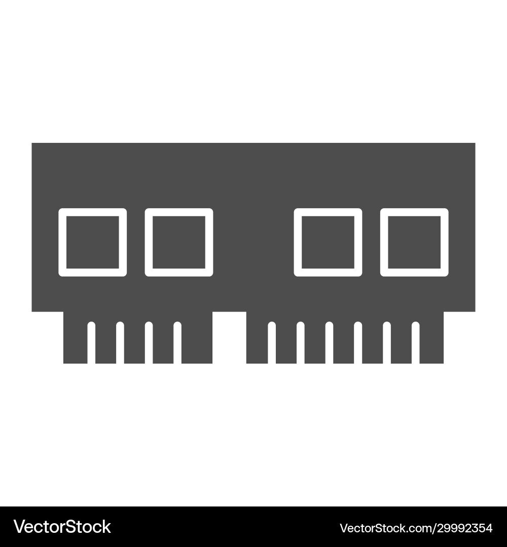 Ram solid icon computer hardware memory chip Ram solid icon computer hardware memory chip vector image