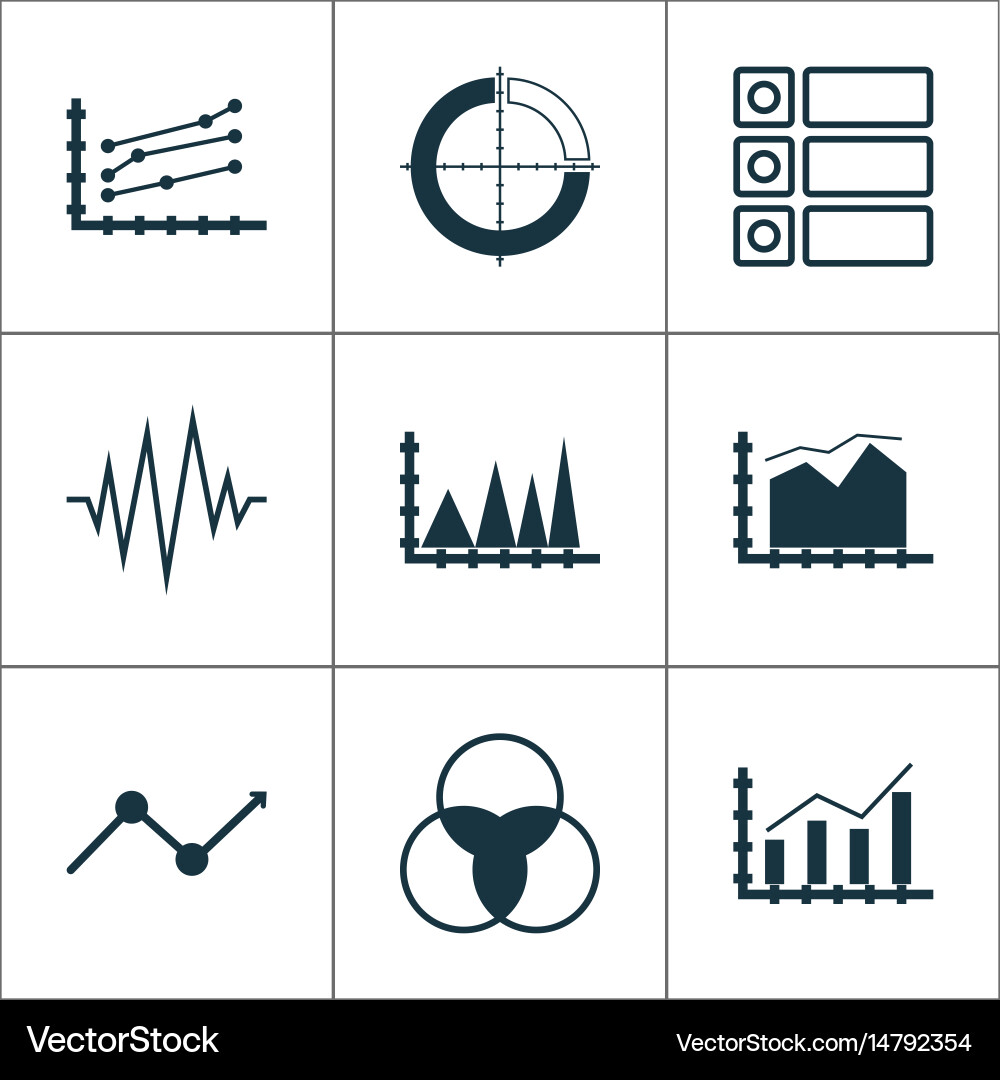 Set of graphs diagrams and statistics icons vector image