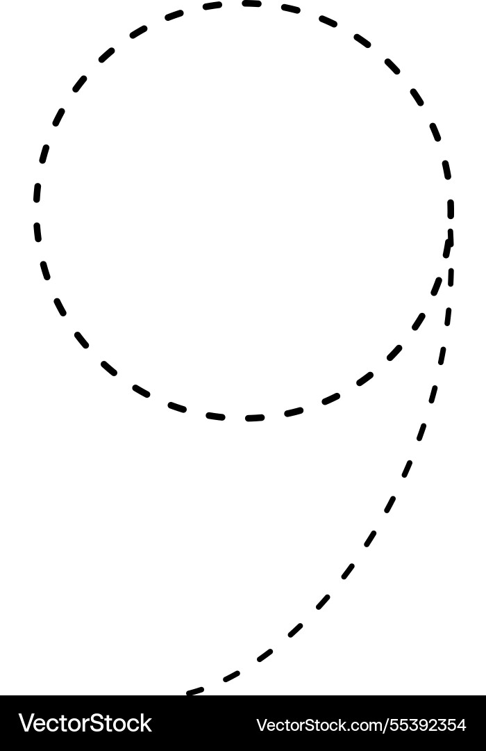Tracing number 9 prewriting dotted line math Tracing number 9 prewriting dotted line math vector image