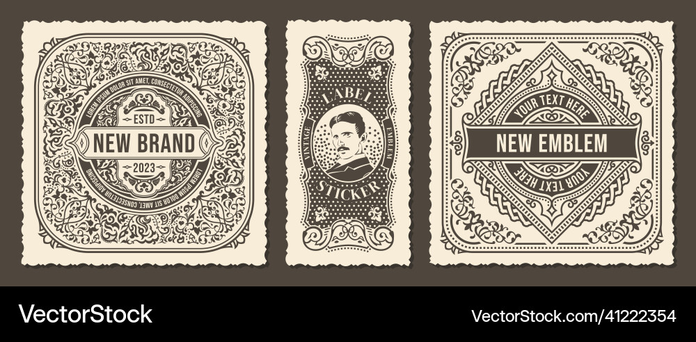Vintage Square Labels - Dekorative Elemente Vektorbild
