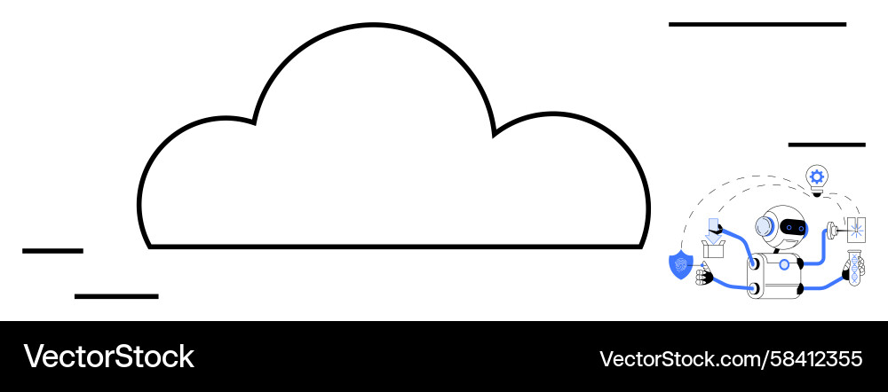 AI Cloud Management with Data Security Vector Image