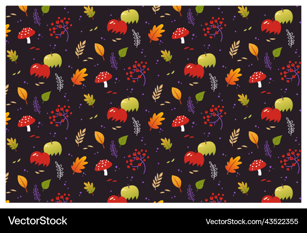 Autumn nature seamless pattern with plants leaves vector image