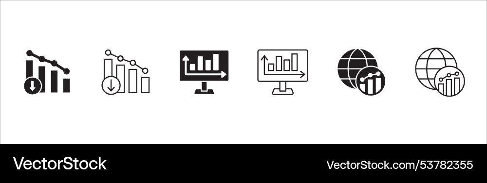 Business data and statistic icon set contains Vector Image