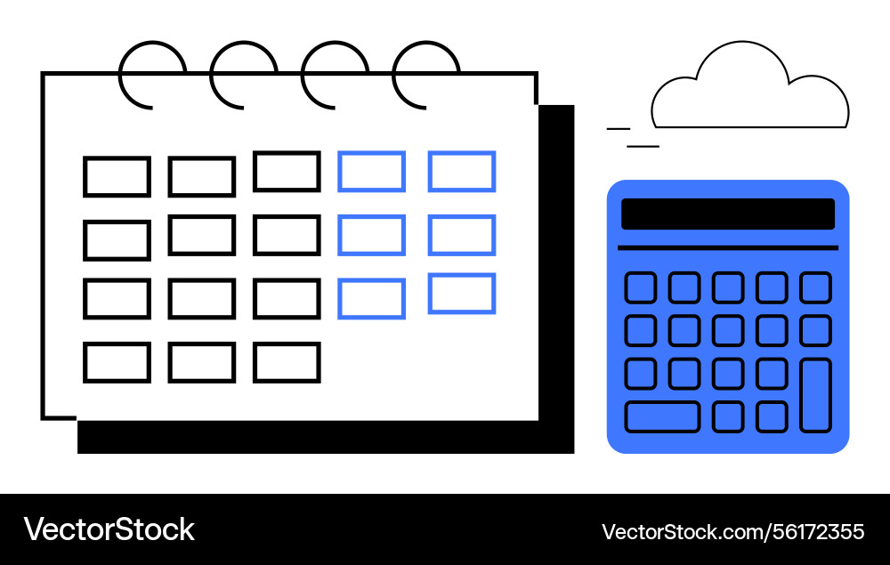 Calendar and calculator with cloud connection Calendar and calculator with cloud connection vector image