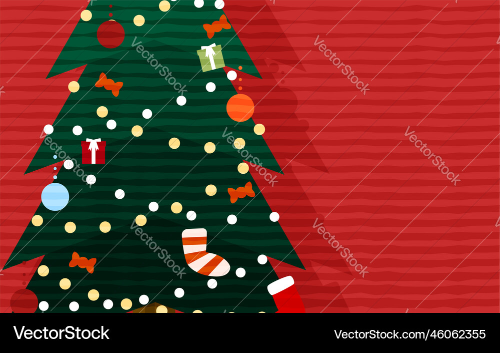 Christmas tree close-up and on red background Christmas tree close-up and on red background vector image