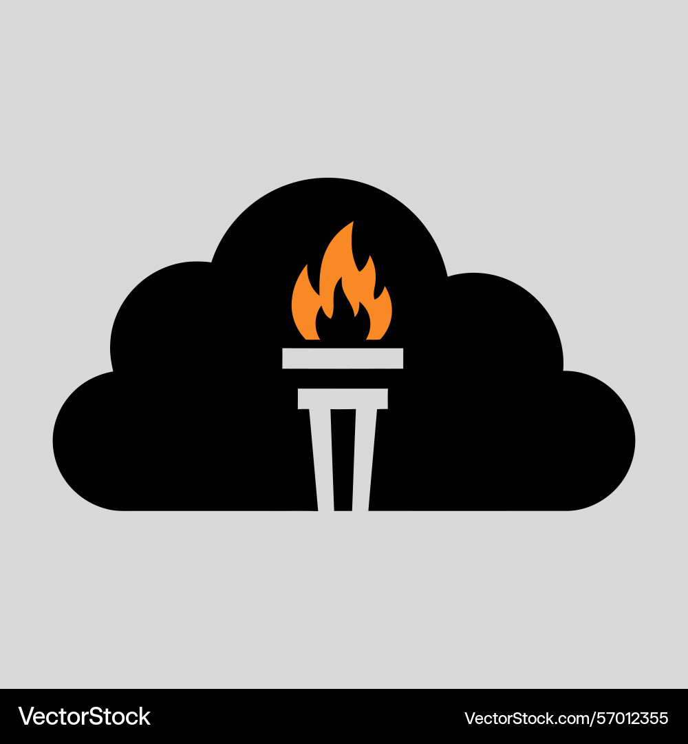 Cloud-based torch icon with fiery flames vector image
