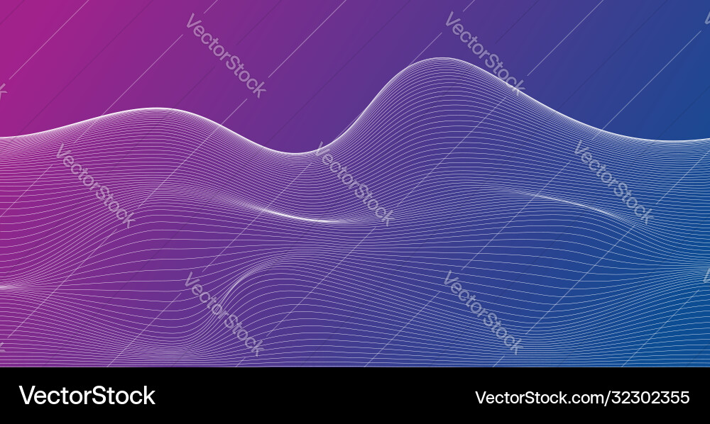 Colorful tech wavy grid with lines abstract 3d Colorful tech wavy grid with lines abstract 3d vector image